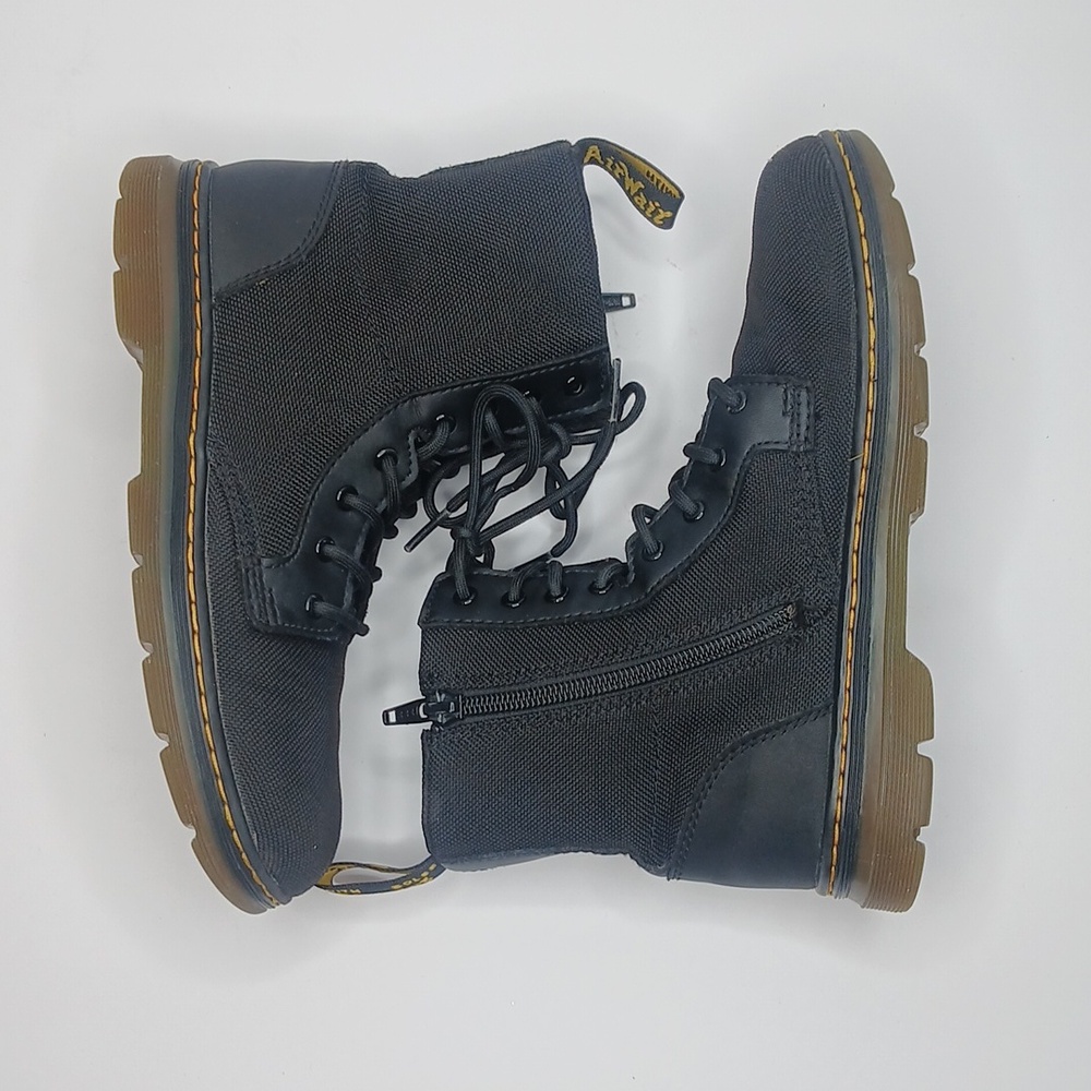 Dr. Martens Black 8 Eyelet Canvas Lace Up Combat Boots - Picture 3 of 8